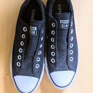 Shiny Charcoal Slip-On Converse All-Stars